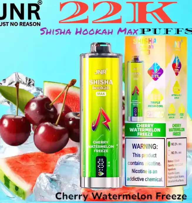 JNR Shisha Hookah Max 22K Puffs Vape jetable triple mesh 22 000 bouffées